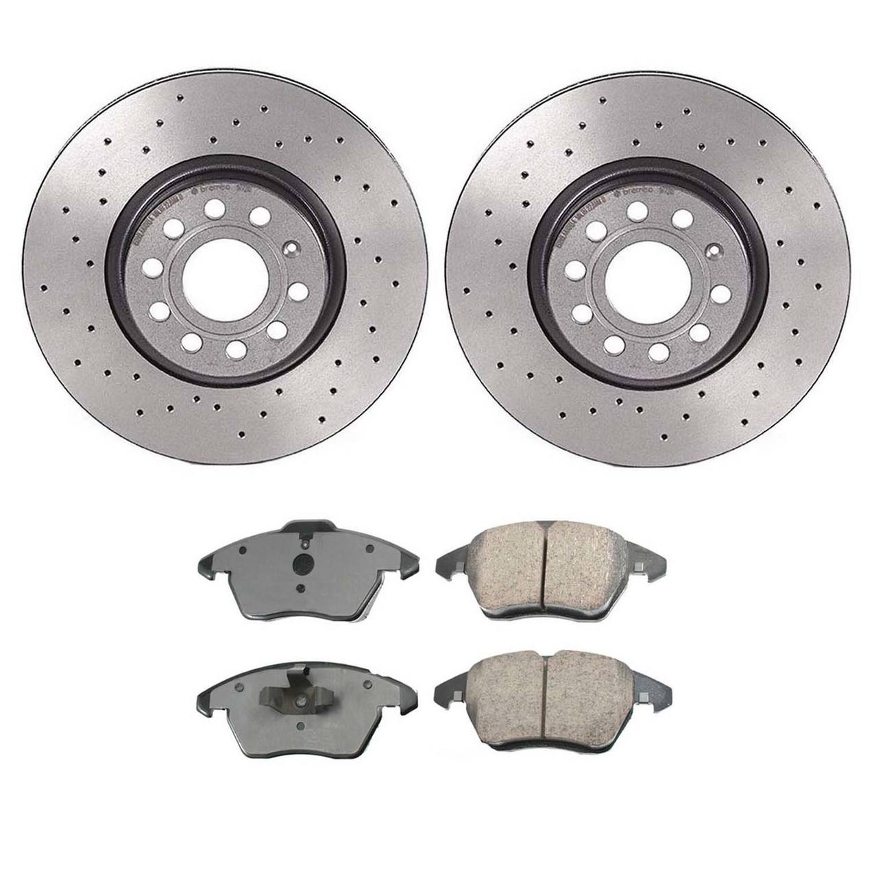 Volkswagen Disc Brake Pad And Rotor Kit Front Xtra Drilled 312mm Ceramic Euro 